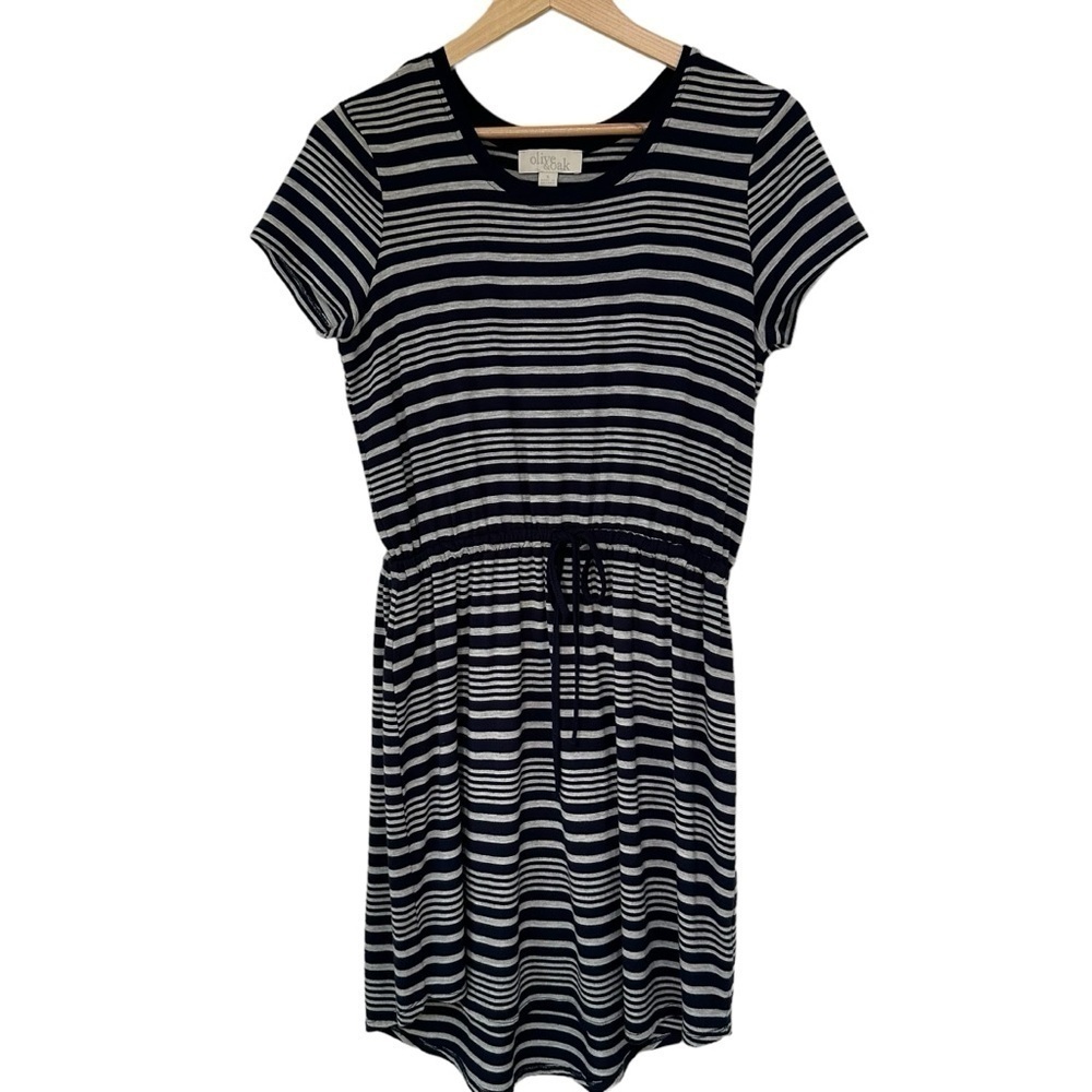 Olive & Oak Navy and Gray Elastic Waist Dress, Small